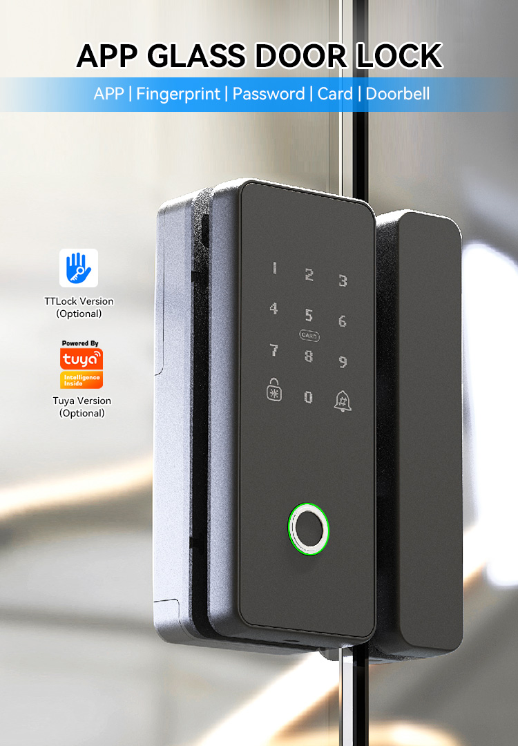 Tediton High Quality Password Key TTlock APP Remote Doorbell Fingerprint Digital Glass Smart Door Lock