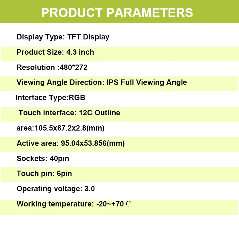 वाइजकोको फैक्ट्री 4.3 इंच एलसीडी डिस्प्ले आरजीबी 480*272 टच वैकल्पिक कस्टम ब्राइटनेस टीएफटी स्क्रीन हैंडहेल्ड डिवाइस के लिए