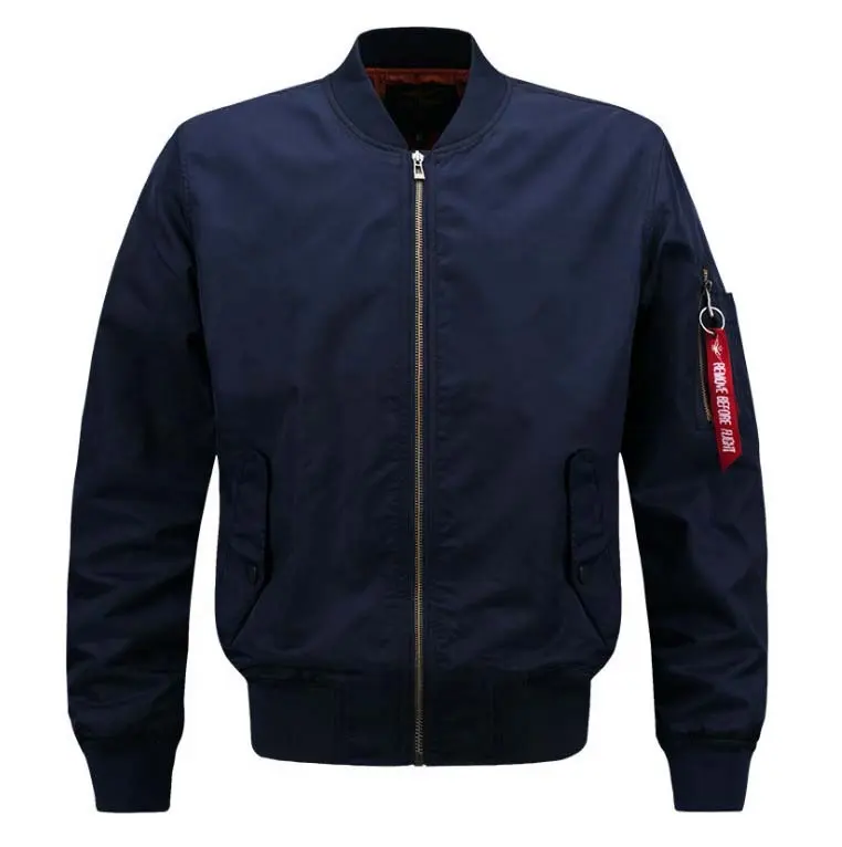 Chaqueta de Bombardero de La NASA con bolsillo personalizado Nylon Topgear Chaqueta de invierno personalizada para hombre Soporte de punto liso teñido en relieve a prueba de viento