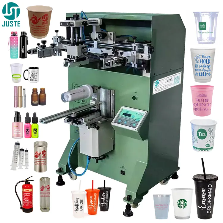 Impresora de pantalla de botella redonda, máquina de impresión de pantalla de seda, rotativa cilíndrica, automática