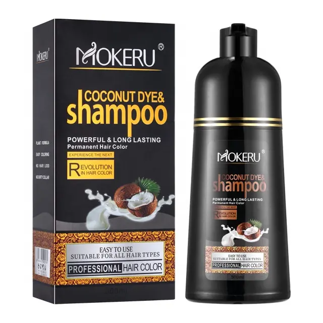 Shampooing de teinture pour les cheveux à l'huile d'argan biologique naturelle Shampooing au collagène pour cheveux noirs 100% Cover Gray White Hair Color Dye Shampoo