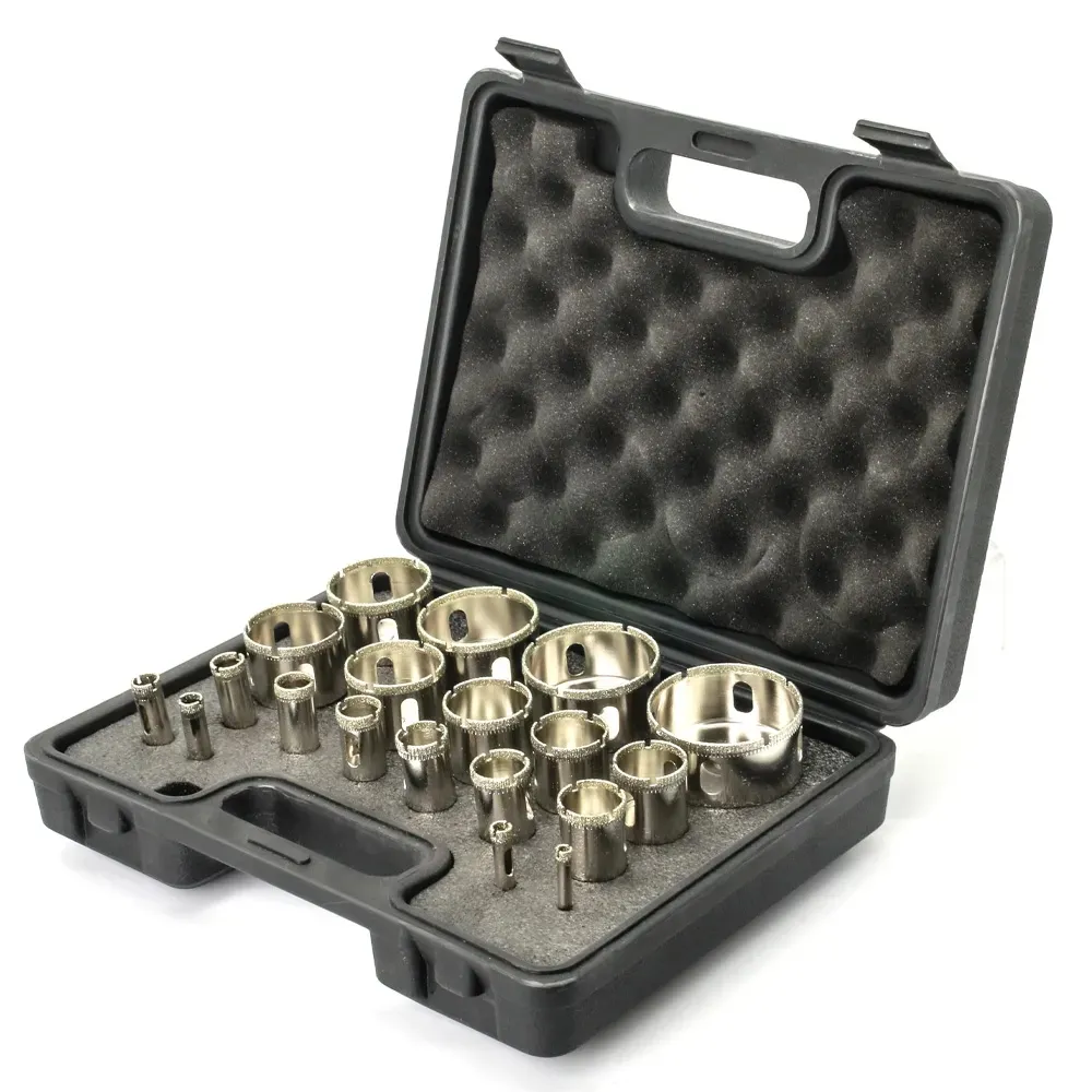 Set di punte da trapano rivestite diamantate 19 pezzi sega a tazza in ceramica di granito di vetro di marmo di piastrelle 6mm-60mm