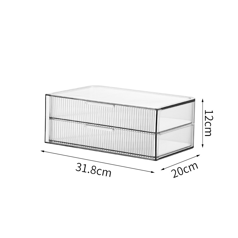 Two-drawer storage cabinet (transparent white)