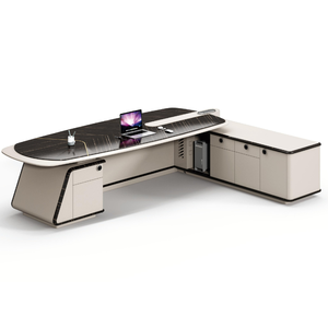 Modern <strong>Executive</strong> Office Furniture L Shape CEO Boss Manager <strong>Computer</strong> Table with Ergonomic Edge Modular Add-ons - Product Image 5