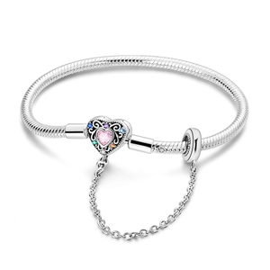 New Original DIY Bracelet for Women Retro Love Flower Maple Leaf Diamond Charm Snake <strong>Chain</strong> 925 Sterling Silver Jewelry Wholesale