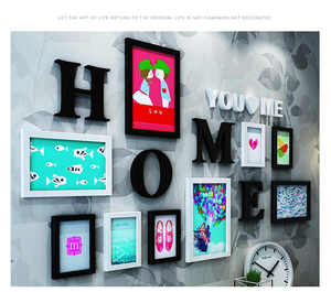 <strong>Frame</strong> <strong>Combination</strong> for Wall Decoration Fotos 9 PCS/set Wooden <strong>Photo</strong> <strong>Frame</strong> Picture <strong>Frame</strong> for Living Room Letters Pattern <strong>Photo</strong> - Product Image 1