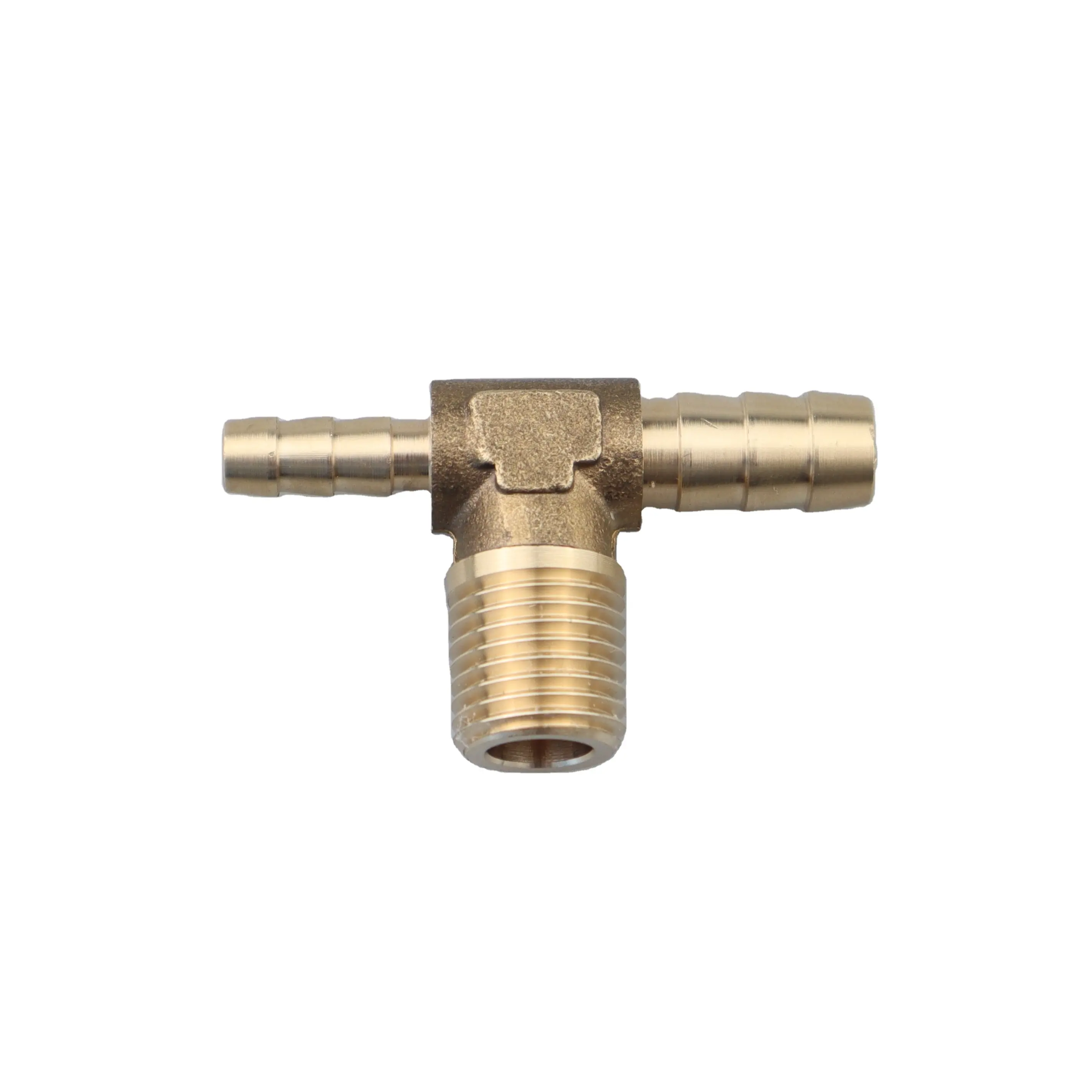 Forgiato 1/4 3/8 NPT tubo flessibile a t in ottone nippli spinati connettore giunto a doppia direzione dritto per raccordi per Gas e acqua