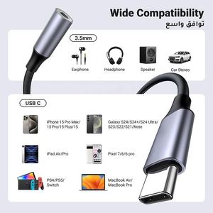 USB C Type C ตัวผู้เป็น3.5มม. สายแจ็คตัวเมียหูฟังไมโครโฟน AUX ออดิโออะแดปเตอร์สายเคเบิลอะแดปเตอร์สายสัญญาณเสียง - Product Image 4