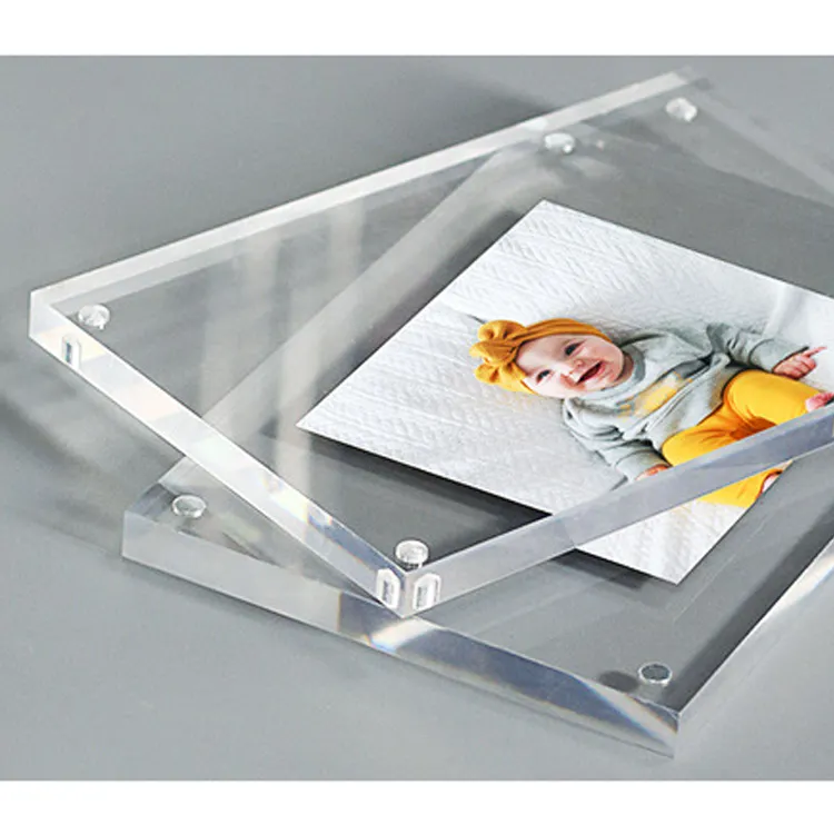 Custom Acrylic Photo Frame Display Stand Home Decor Magnetic Business Card Photo Frame