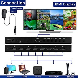 8X1 HDMI พร้อมสวิตช์อ่านได้อย่างราบรื่นรองรับ4K @ 30Hz, 1080p, รีโมทคอนโทรล8 in 1สวิตช์ AV - Product Image 4