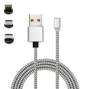 3A 3 in 1 tip C manyetik şarj kablosu 2.4A USB cep telefonu ve bilgisayar için yuvarlak şekil 3in1 manyetik USB şarj - Product Image 1