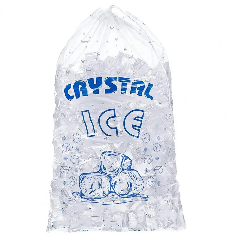 Пользовательские печатные прозрачный 8 фунтов пластиковый мешок для льда с шнурком