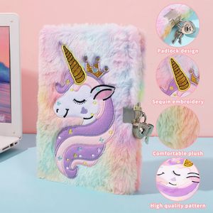 Diario de felpa de unicornio con cerradura y llaves, cuaderno borroso, diario borroso para niñas, diario escolar, diario secreto con bolígrafo - Product Image 5