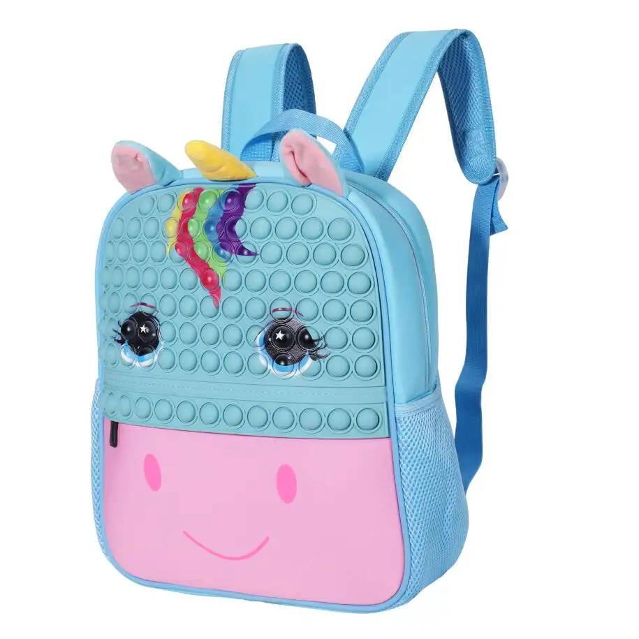 Alla moda per bambini con Design unicorno Fidget Bubble zaino scuola in Silicone bolle Pop strizzate copri giocattoli antistress zaino sensoriale