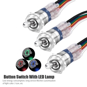 Interruttore a levetta a pulsante impermeabile 12 Volt LED triplo RGB illuminato 12 V (rosso verde blu) 19mm - Product Image 6