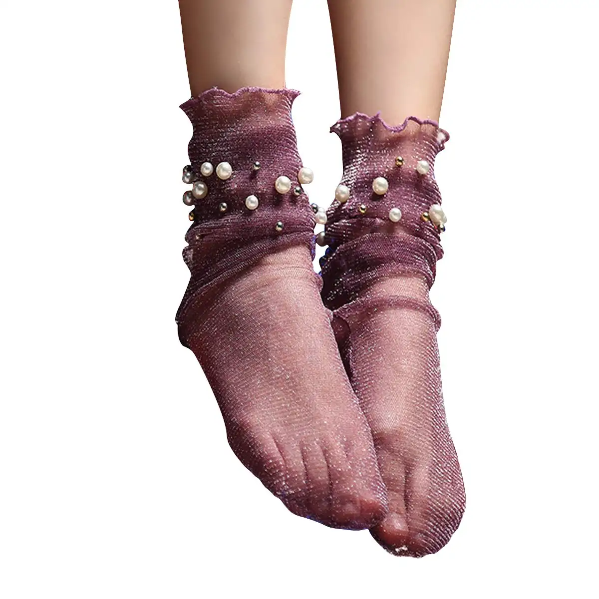 Stoking sutra gaya panas baru katalog kelopak bunga sutra kaus kaki jaring elastis Ultra tipis