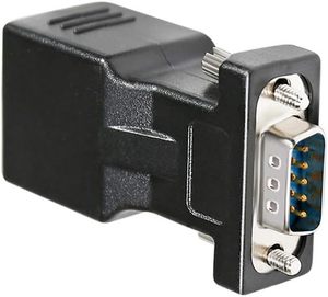 RS232 para RJ45, <span class=keywords><strong>DB9</strong></span> porta <span class=keywords><strong>serial</strong></span> de 9 pinos macho para RJ45 fêmea Cat5e/6 Ethernet LAN estender adaptador