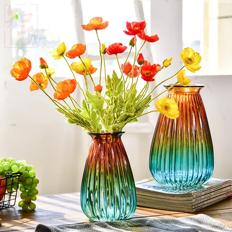 Vase à fleurs en verre pour décoration de maison, produit d'usine, vente en gros,