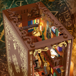 Cayi cuốn sách Nook Kit nhựa ma thuật phù thủy thủ công xây dựng khối thu nhỏ nhà Kit cuốn sách Nook thắp sáng kệ sách trang trí nhà bookend - Product Image 4