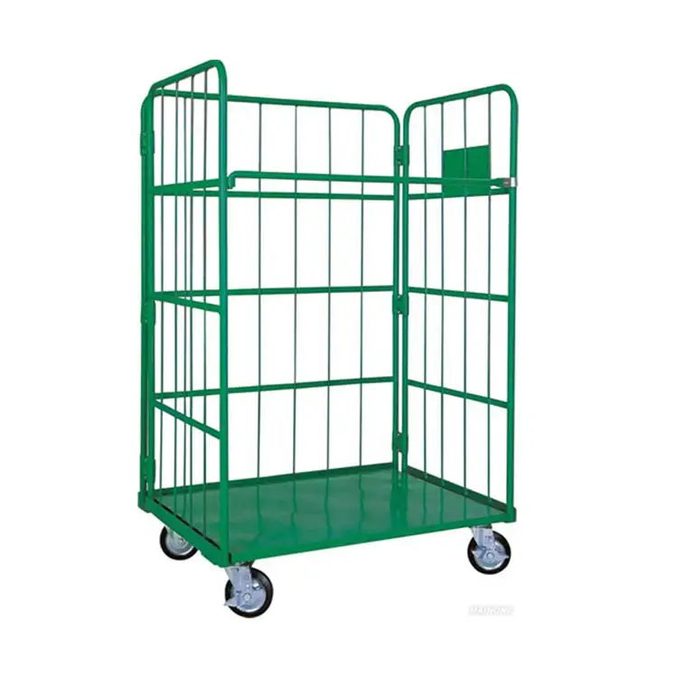 Récipient de stockage personnalisé pour cage à rouleau en métal galvanisé pliable à 3 faces