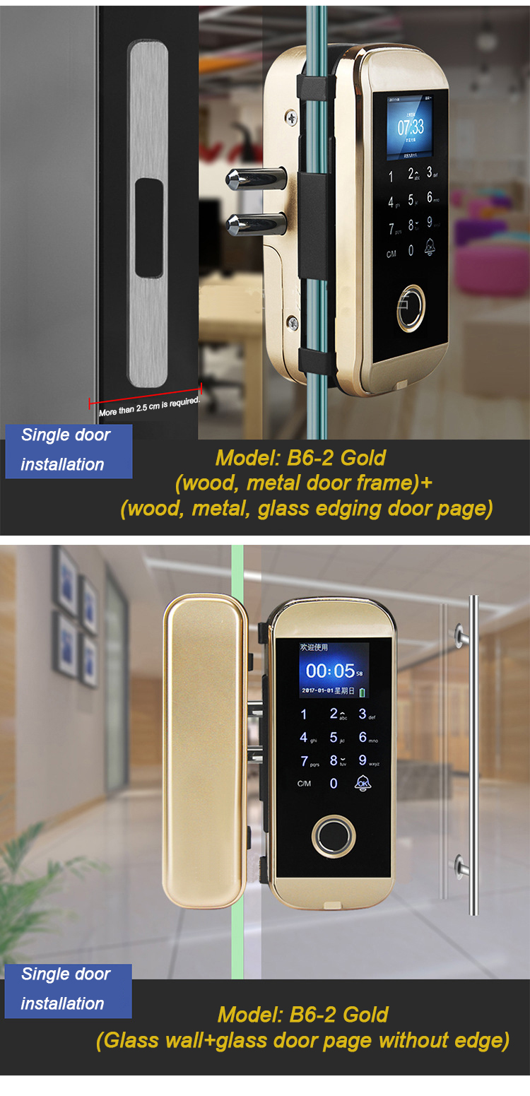 Smart glass door fingerprint lock password APP digital data entry from home lock 2022 digital lock guangdong candado inteligente