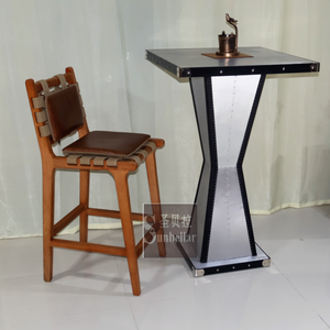 航空家具工业金属铝酒吧桌椅套装方形酒吧桌凳高饮酒吧柜台桌 - Product Image 5