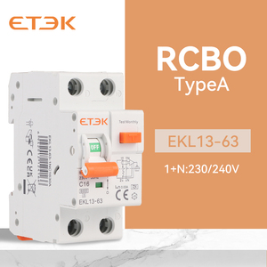 Disyuntor de corriente residual con protección contra sobrecorriente RCBO, 1P + N, 10mA, 30mA, 100mA, 300mA - Product Image 1