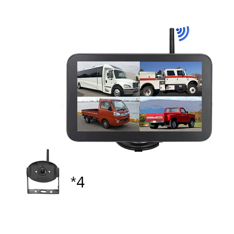 Monitor DVR inalámbrico de 7 pulgadas para coche, cámara de visión trasera inversa para autobús y camión