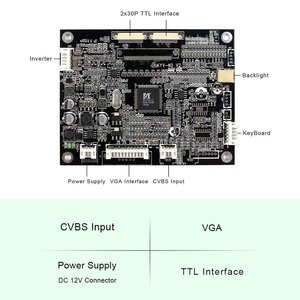 VGA CVBS输入液晶控制器板2x 30引脚Ttl输出液晶驱动板，适用于10.4英寸800x600液晶显示屏