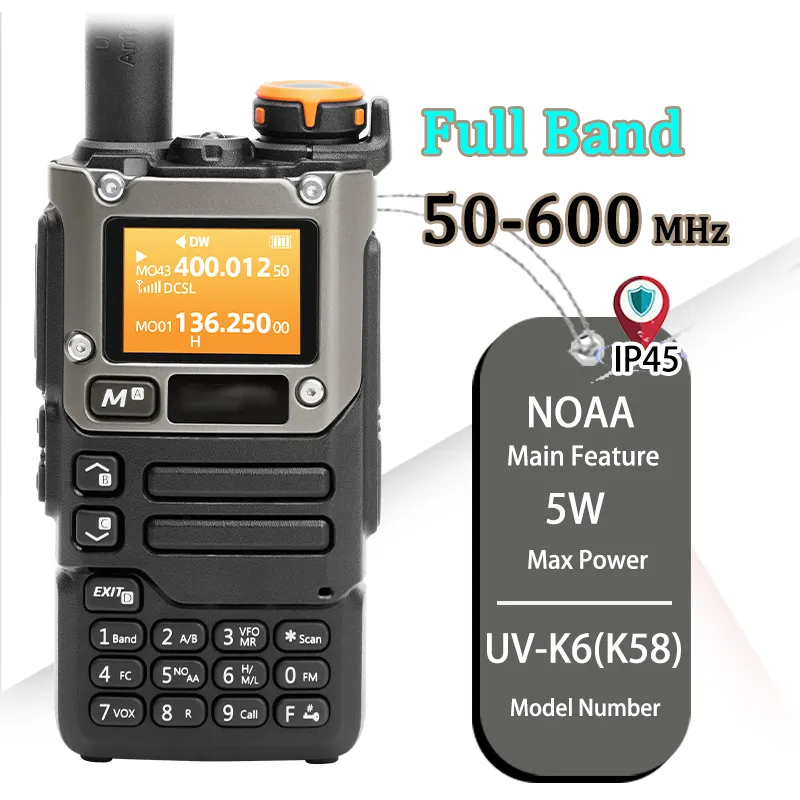 Quansheng UV-K6 UVK6 5 W Rádio bidirecional UV-K58 UVK58 Banda completa Tipo-C Carregamento UV-K5 (8) Walkie Talkie de longo alcance