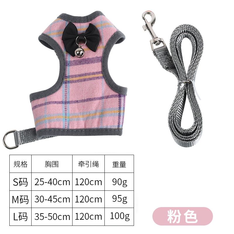 Bell-shaped chest and back harness - pink