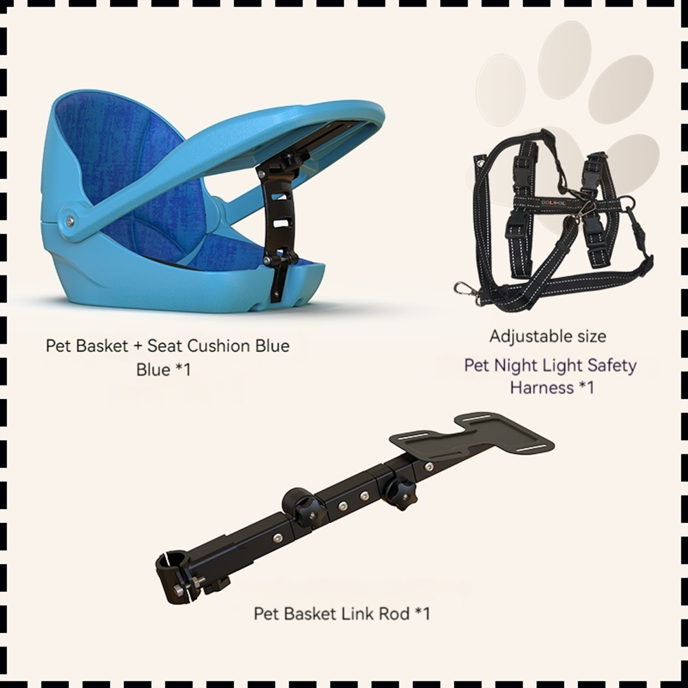 blue pet basket+ blue seat cushion