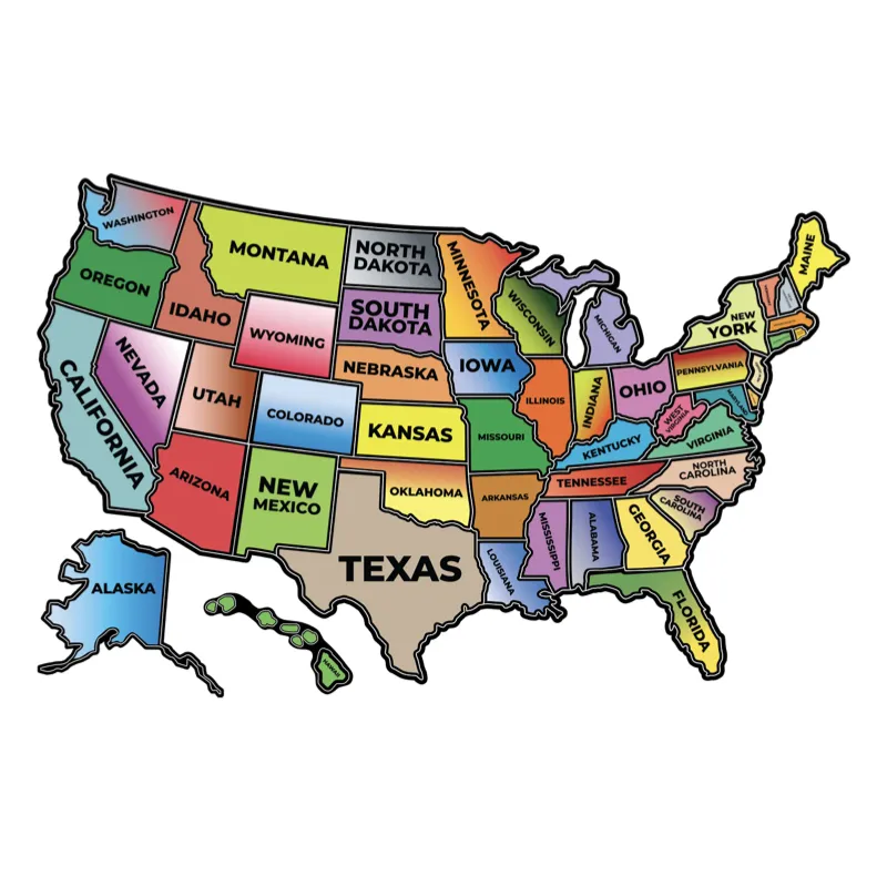 RV du lịch nhà Nước USA bản đồ Vinyl Sticker - Camper Trailer đề can cho cửa sổ với cờ Nhà Nước-Bản đồ chuyến đi đường của Mỹ-không thấm nước