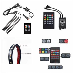 แถบไฟ LED ภายในรถหลากสีตกแต่งบรรยากาศบรรยากาศโดยรอบไฟสีสันสดใส48SMD รีโมทและควบคุมด้วยเสียง - Product Image 6
