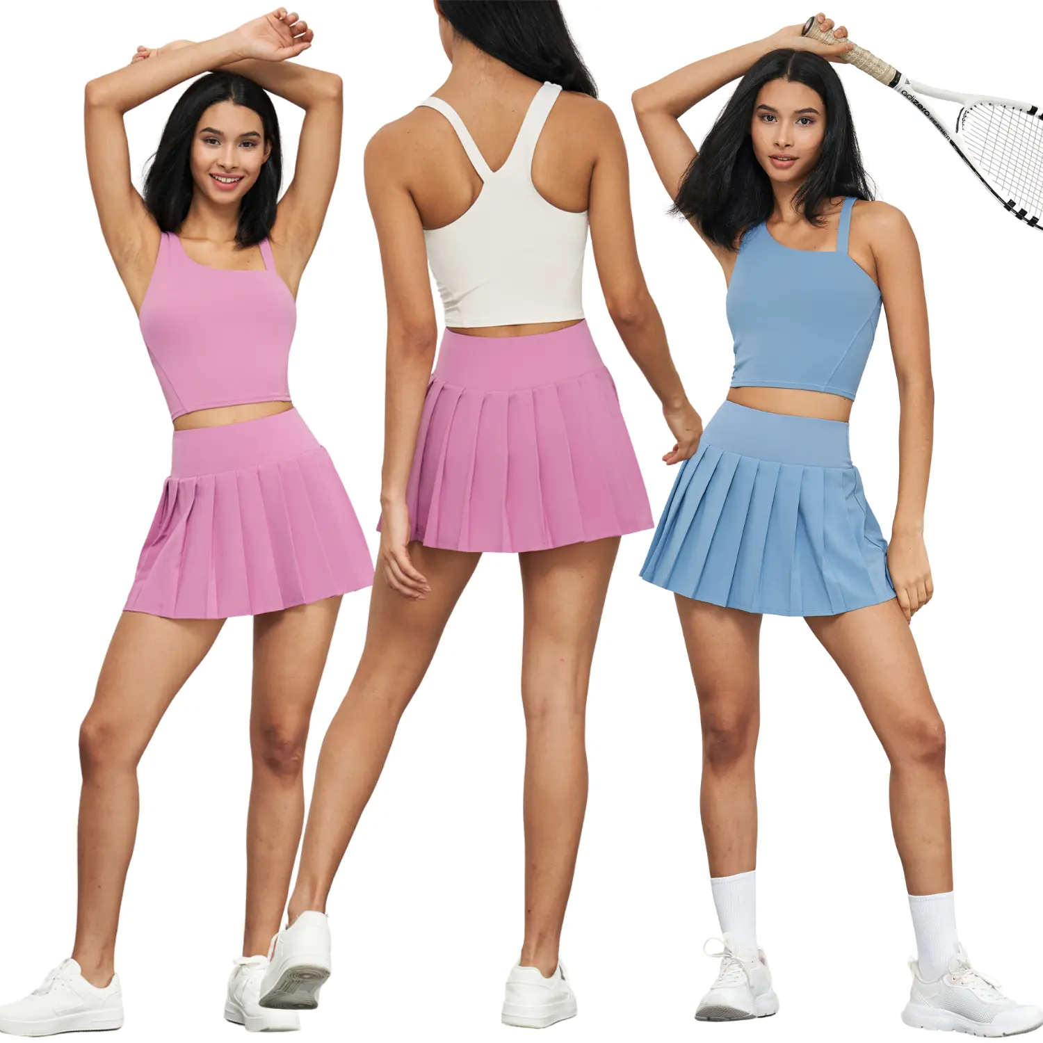 Ropa DE TENIS plisada de alta calidad 2024, ropa deportiva personalizada para mujer, faldas de tenis, conjuntos de 2 piezas