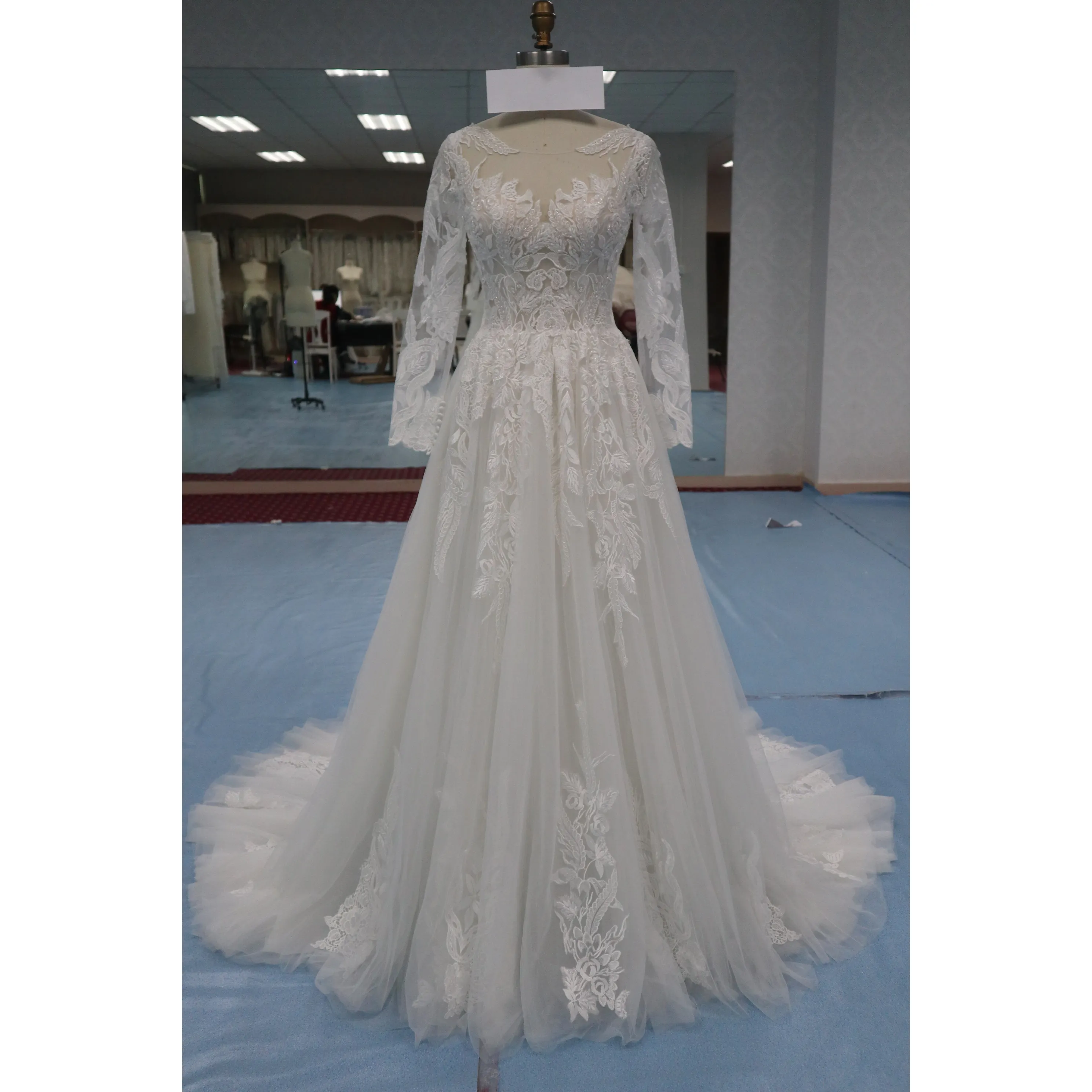 Vestido de novia de manga larga, de lujo, Vintage, clásico