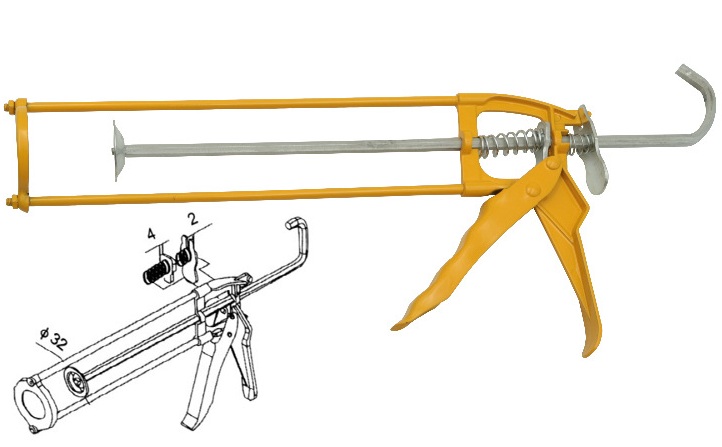 Dual Rod Thicker Steel Barrel Heavy Duty Caulking Gun