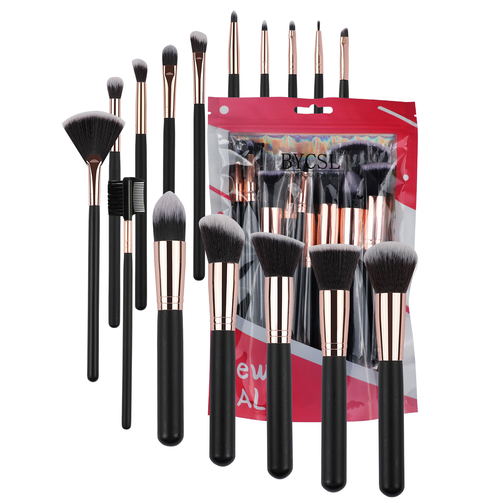 16 pieces black +colorful bagged