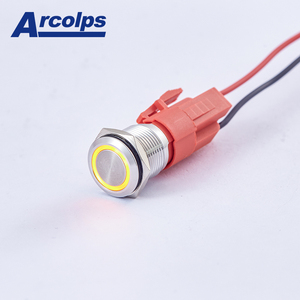 Miniatur 10A Strom 250V Spannung Metall Druckknopf schalter mit Ring beleuchtung für Haushalts geräte anwendungen