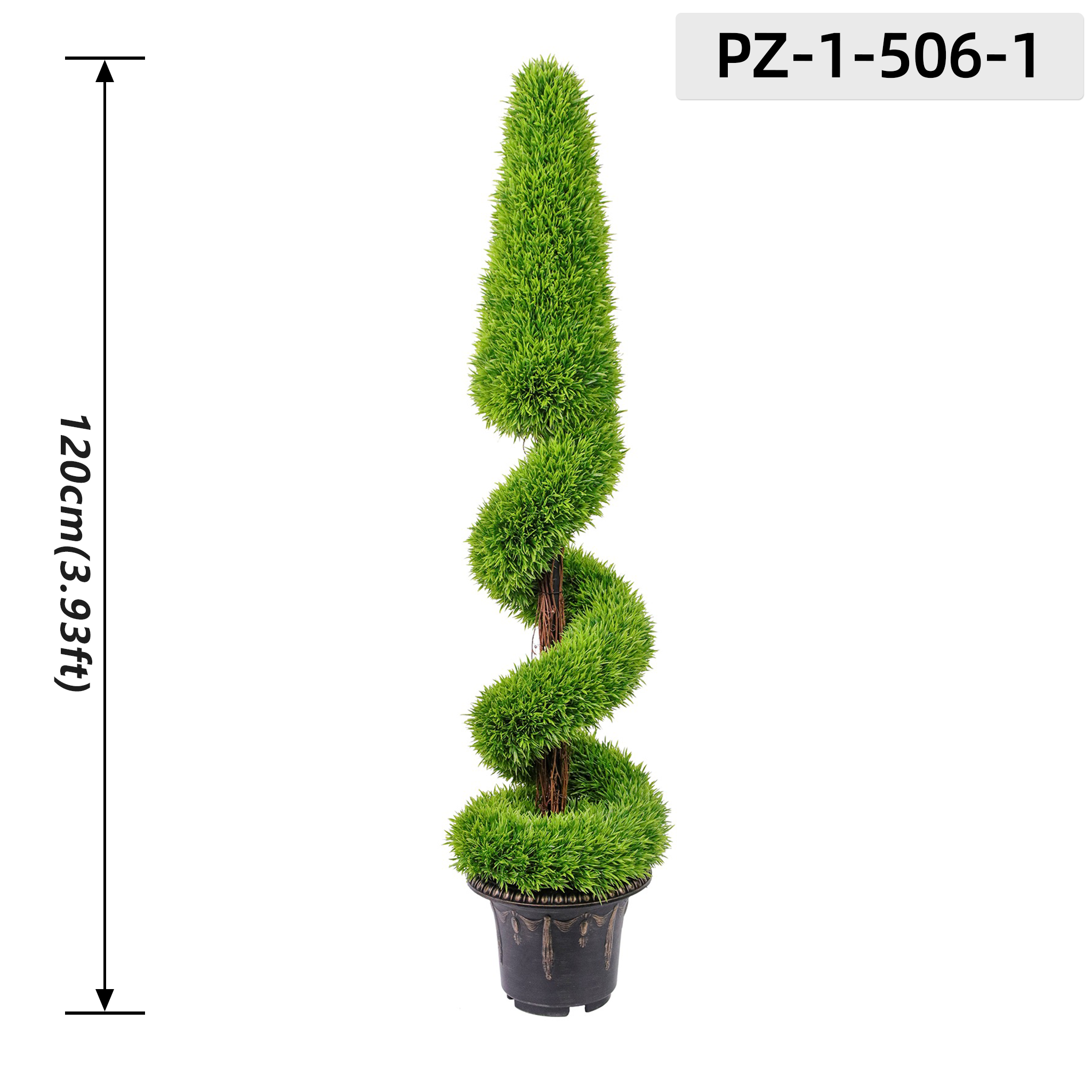 Fresh Lime Green Pointed Top Spiral Grass Topiary (120cm/3.93ft)