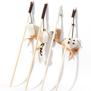Großhandel <span class=keywords><strong>Cat</strong></span> Teaser Zauberstab Katzen spielzeug Natural Feather Cute <span class=keywords><strong>Cat</strong></span> Interaktives Spielzeug mit hochela tischem Seil Holz Teaser Stick - Product Image 6