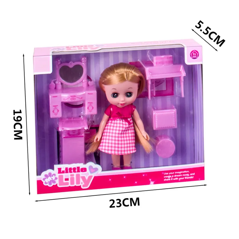 Muñeca rubia en traje rosa para niña, juguete de maquillaje de imitación bonito, gran oferta