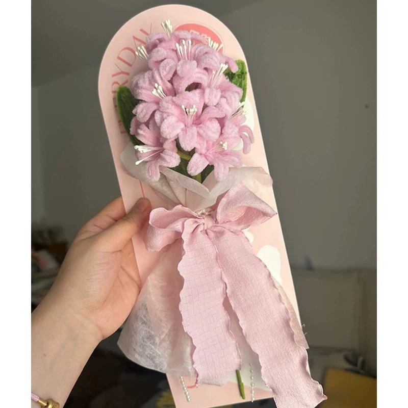Pink hyacinth card bouquet