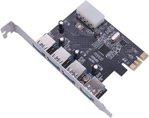 4พอร์ต USB 3.0ซูเปอร์รวดเร็ว5Gbps PCI Express (PCIe) การ์ดขยายสำหรับเดสก์ทอปพีซี - Product Image 1