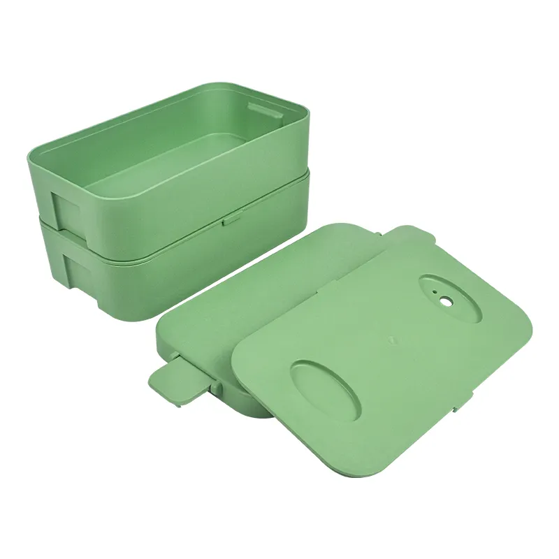 Factory Custom bento box FDA PP Plastic Big Capacity1600ml Patented Buckled 2 Layer Lunch Storage Box Food Container