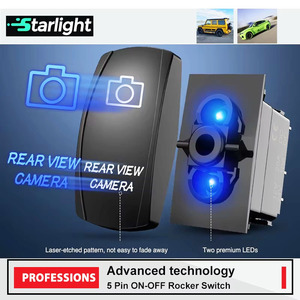 Su geçirmez SPST Rocker anahtarı 12V/24 için 4x4 araçlar mavi LED dikiz kamera geçiş anahtarı ARB Carling NARVA UTV uyar - Product Image 3
