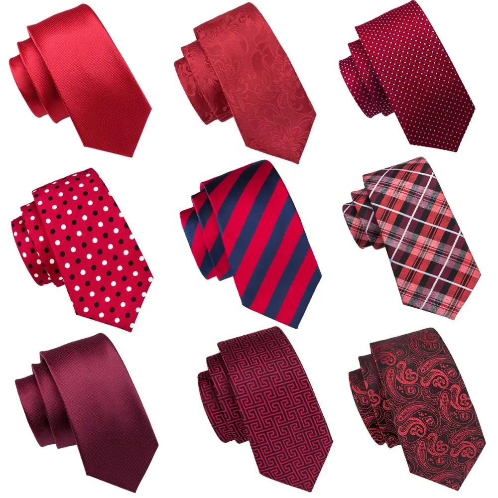 Corbata de seda con logotipo personalizado para hombre, corbata de cuello a rayas florales, color rojo, venta al por mayor, envío gratis