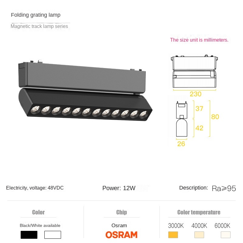 Luz plegable de la parrilla 12W