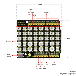Keyestudio <strong>SK6812</strong> Shield LED Dot Matrix Shield for <strong>Arduino</strong> UNOR3
