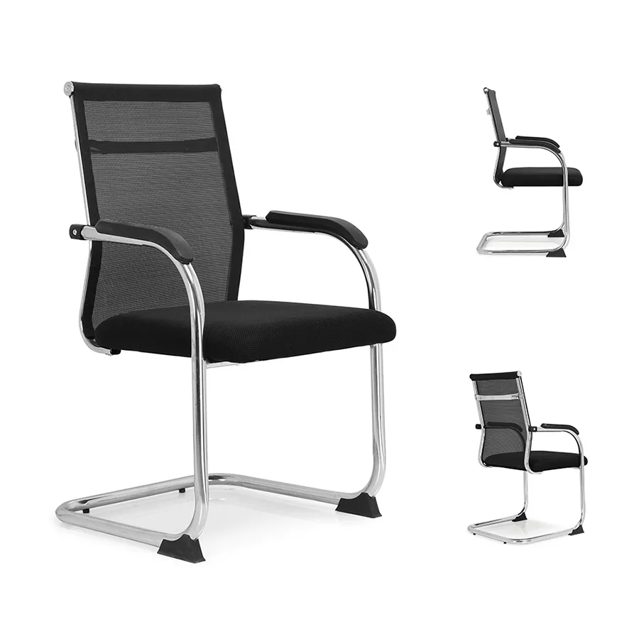 Silla ergonómica de Metal de malla para reuniones, sillón trasero con lazo para oficina, hecho de fábrica, alta calidad